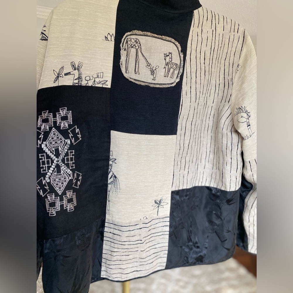 Chico's Black And Cream Patchwork Jacket - image 7